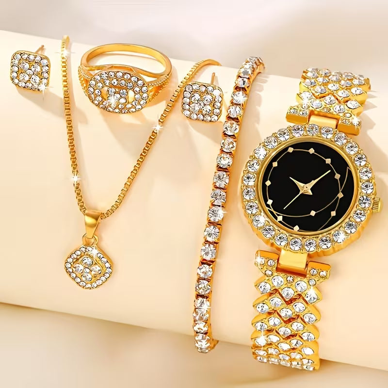 6pcs Exquisite Women'S Quartz Watch And Additions