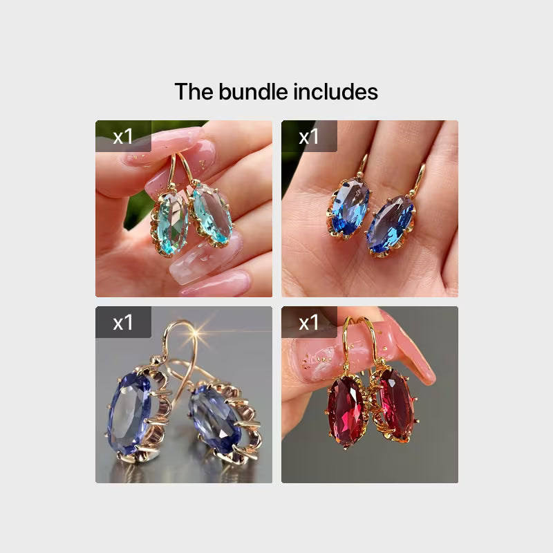 Fashion Bridal Wedding Hanging Earrings Claw Setting Oval Blue Earrings Women's Jewelry Gifts