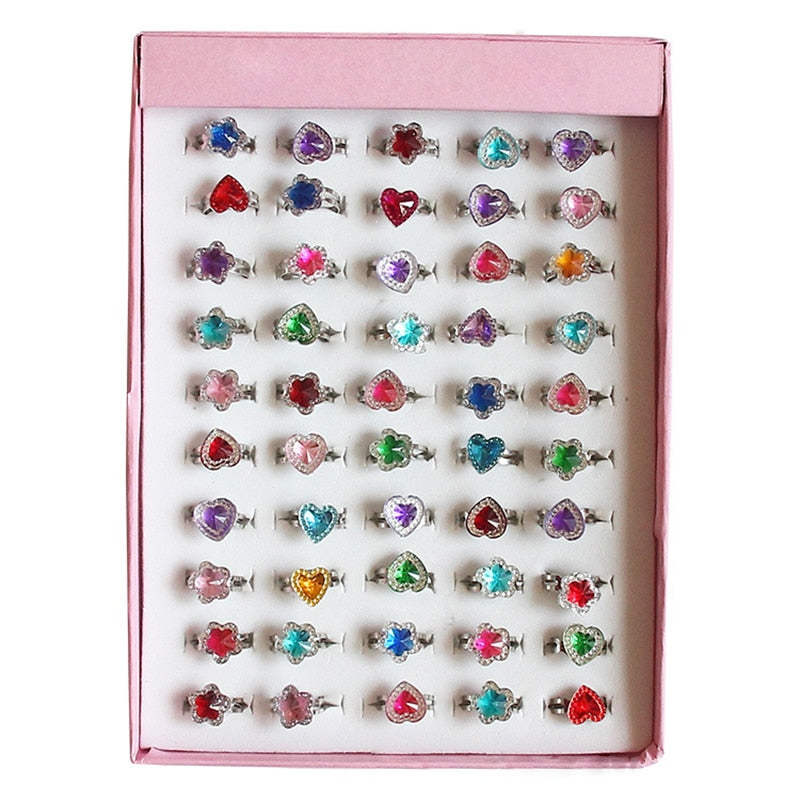 Children's Toy Ring Girl Cartoon Jewelry Play House Toy Princess Box Jewelry