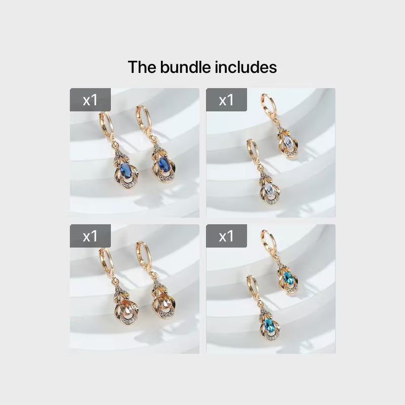 BAMOS Women's Elegant Bohemian Ethnic Statement Earrings - Large Teardrop Blue/Purple/Pink/Black/Green/Gray/White/Beige -like Luster, Dangle Hoops with Secure Hook Closure, Everyday & Valentine's Jewelry Gift for Parties, Year-Round Wear - Luxury