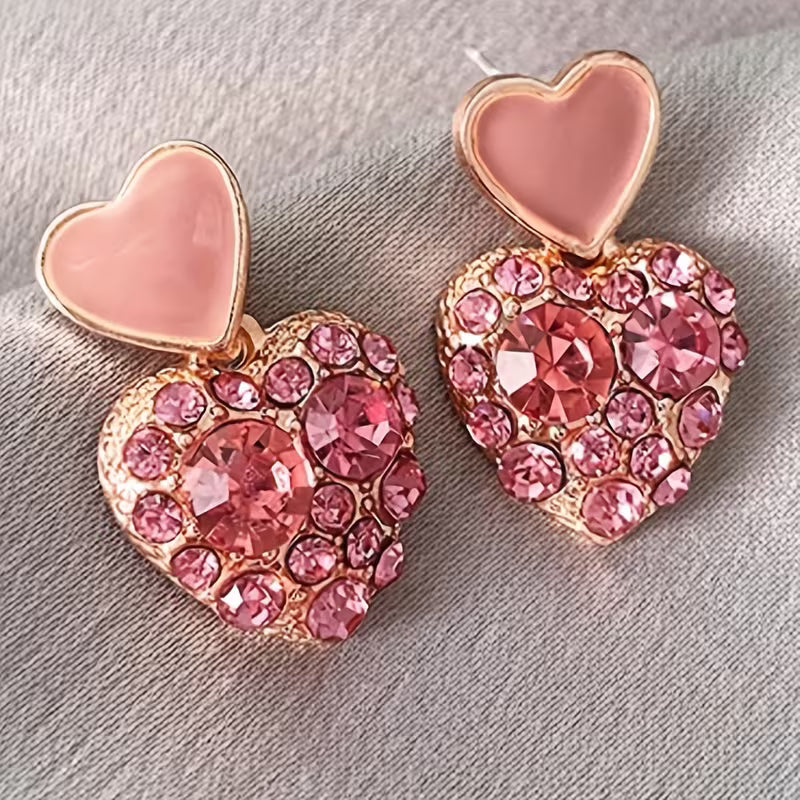 1 Pair of Elegant Women's Heart Square Pendant Earrings, Suitable for Summer, Beach, Party, Wedding, Daily Wear, Holiday, Valentine's Day, Mother's Day, Gift