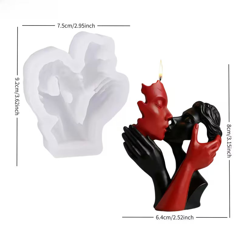 Resin Casting Molds, Mini Kissing Couple Flat-Bottom Silicone Mold, Hollow-Out Design Full of Artistic Sense, Suitable for Resin Ornaments/Candles/Soap Making, Soft and Easy to Demold with Clear Texture, Perfect for Valentine's Day Home Decor