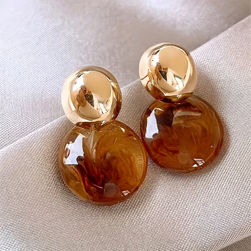 Two Trendy Bohemian Earrings! Featuring a Geometric Drop Design And Round Resin Texture, They Are Eye-Catching Party Additions That Can Be Effortlessly Matched in Any Season