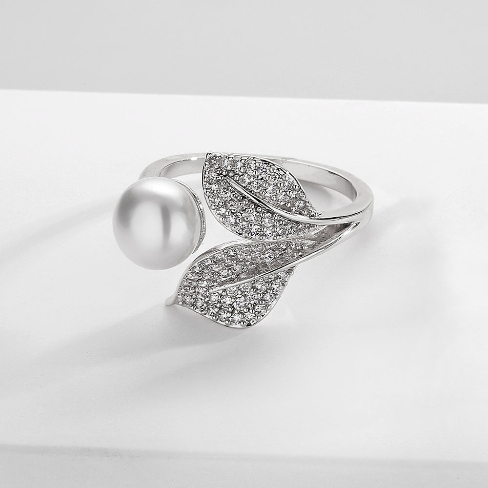 Exquisite Leaf Zircon Open Ring