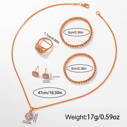 6pcs CAYON Minimalist Quartz Watch & Gift Set - Stainless Shockproof Wristwatch with Matching Necklace, Earrings, Bracelet & Ring - Elegant Digital for Birthdays,, Graduations - Luxury Matching