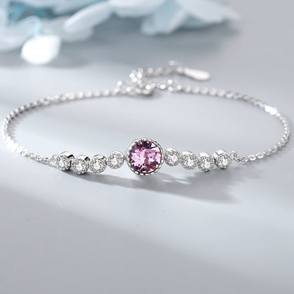 Ocean Heart Crystal Bracelet Women S925 Pure Silver