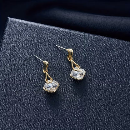 A Necklace And a Pair of Earrings, a Personalized Square Jewelry Gift Set for Mother'S Day, Featuring Alloy-Plated Glass Additions