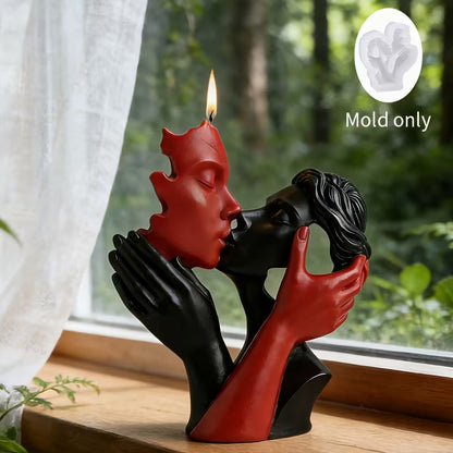Resin Casting Molds, Mini Kissing Couple Flat-Bottom Silicone Mold, Hollow-Out Design Full of Artistic Sense, Suitable for Resin Ornaments/Candles/Soap Making, Soft and Easy to Demold with Clear Texture, Perfect for Valentine's Day Home Decor