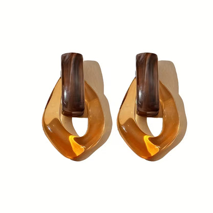 French-Style Vintage Resin Earrings, New Trendy Fashion Elegant Design Stud Earrings for Women, Suitable for Wedding and Party Wear