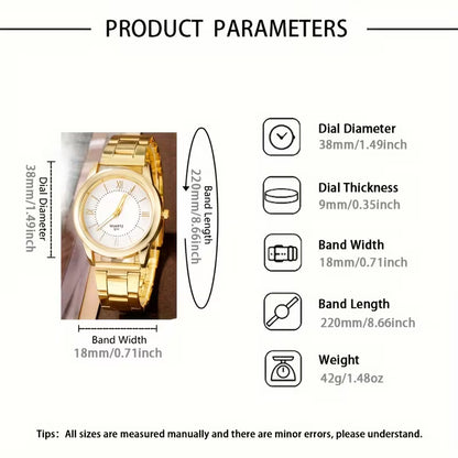 6pcs Women'S Stylish And Elegant Business Style Quartz Watch, Bracelet, Necklace, Earrings, And Ring Set (In an Opp Bag)