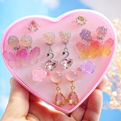 Girls Children's Gem Swan Ear Ornaments