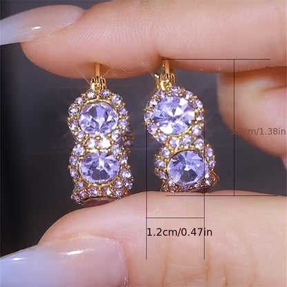 Elegant And Sparkling Purple Faux And Zirconia Hoop Earrings for Women, Designed to Be Versatile And Chic, Making Them a Perfect Gift Choice in Western And Eastern Fashion
