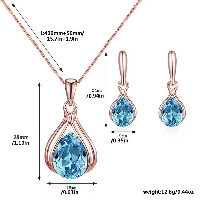2pcs Simple Style Women'S Jewelry Set, Zinc Alloy Pendant Necklace and Earrings, with Artificial Stone, for Daily Wear and Gift-Giving, Perfect for Valentine'S Day and All Seasons