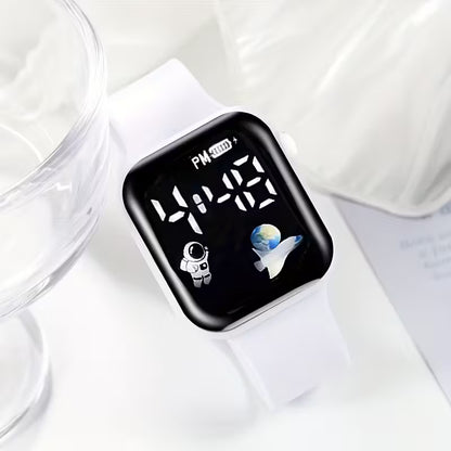 6Pcs Watches for Women Set Fashion Trend Exquisite Small White Silicone Electronic Watch Bracelet Necklace Ring Earrings Friends Birthday Gift Girlfriend Boyfriend Travel Vacation Graduation Season The Best Choice for Gifts