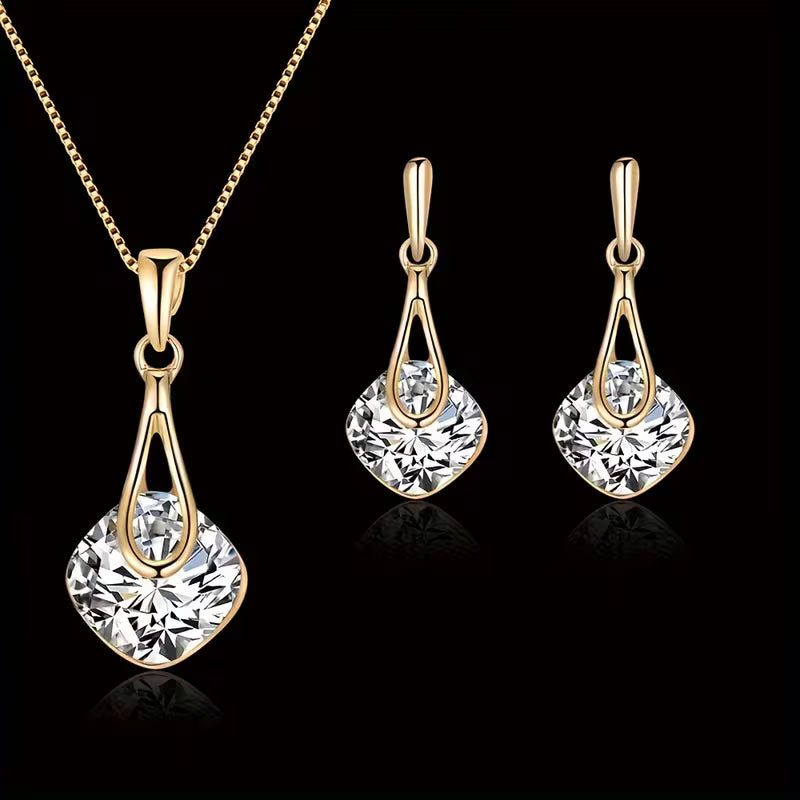 A Necklace And a Pair of Earrings, a Personalized Mother'S Day Gift Set Featuring Square Glass Jewelry