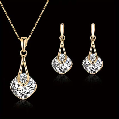 A Necklace And a Pair of Earrings, a Personalized Mother'S Day Gift Set Featuring Square Glass Jewelry