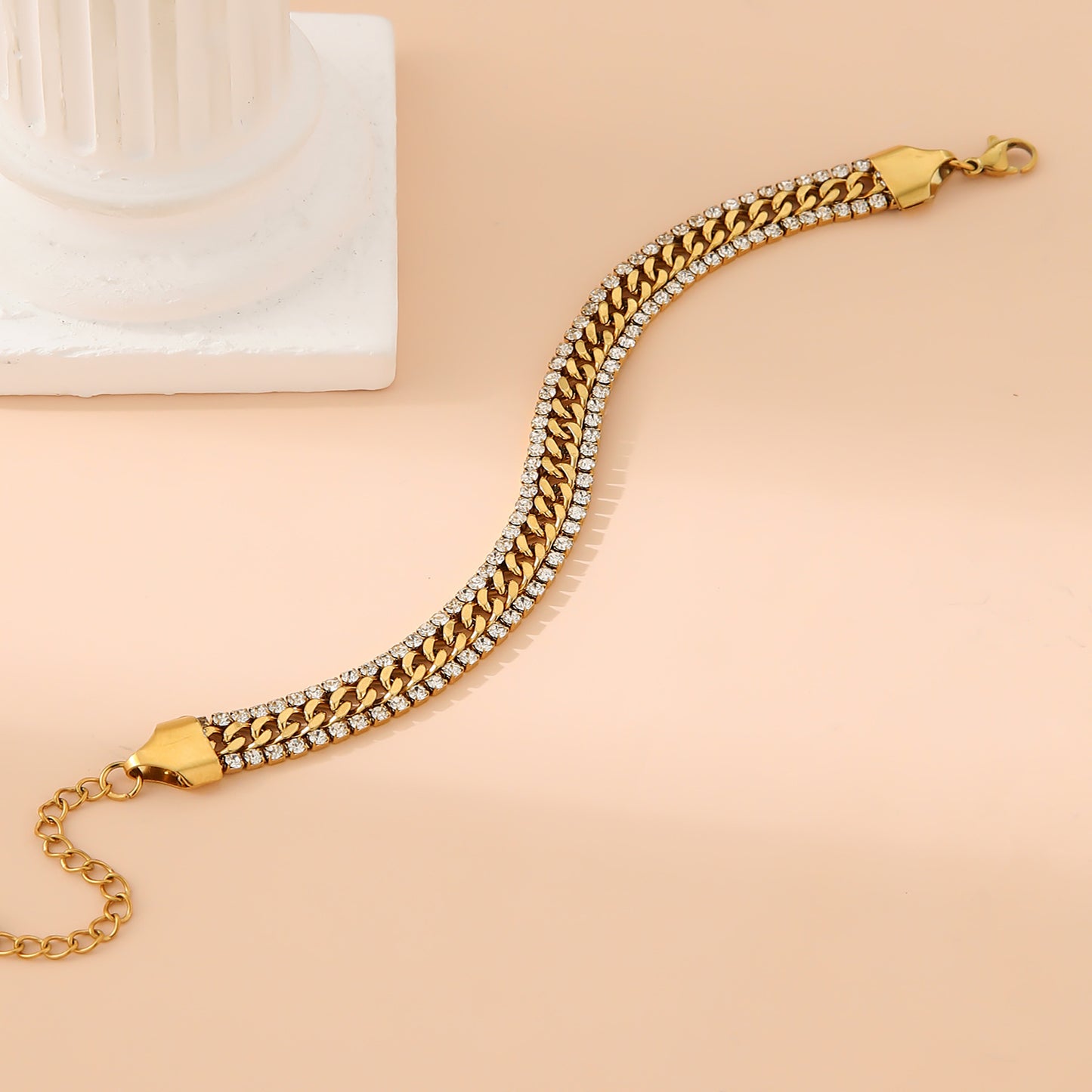 Fashion Gold Inlaid Diamond Adjustable Bracelet For Women