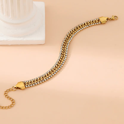 Fashion Gold Inlaid Diamond Adjustable Bracelet For Women