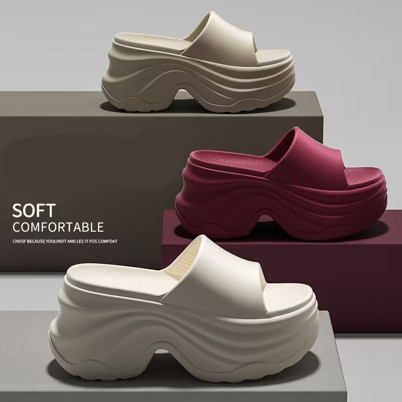 Women's Elegant Thick-Sole EVA Slippers - Open-Toe Mules with Cushioned Sole, - Indoor/Outdoor Suitable for Home, Garden, Beach - Soft Comfortable Casual Footwear (Hand Washable), Women Shoes