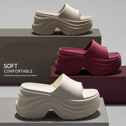 Women's Elegant Thick-Sole EVA Slippers - Open-Toe Mules with Cushioned Sole, - Indoor/Outdoor Suitable for Home, Garden, Beach - Soft Comfortable Casual Footwear (Hand Washable), Women Shoes