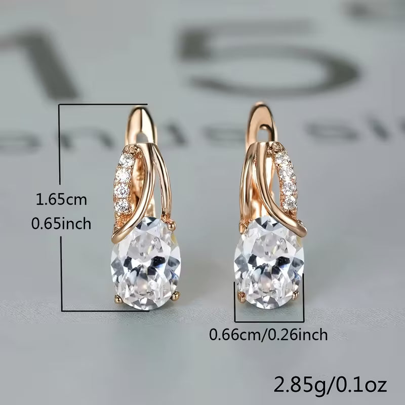 Elegant and fashionable oval cut Synthetic Zirconia, Synthetic Zirconia earrings, vintage Synthetic Zirconia earrings, bridal wedding jewelry gifts