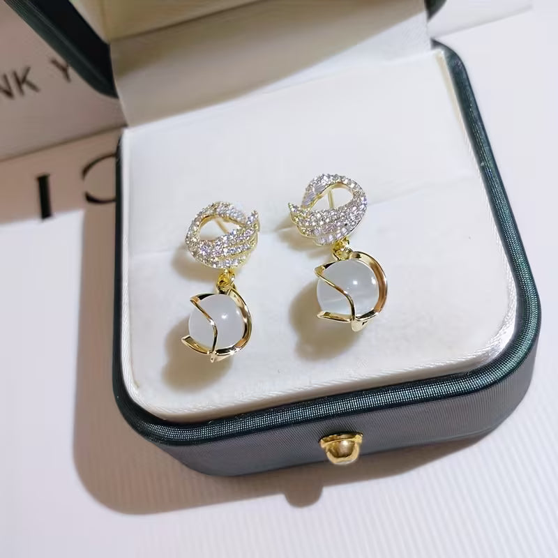 New Fashionable Swan Earrings, Trendy Cat'S Eye Studs from Korea, Popular Drop Earrings, Stylish Ear Additions