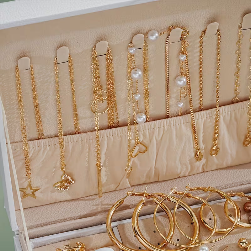 A Set of 86 Fashionable And Elegant Jewelry Pieces for Women, Including Necklaces, Earrings, Rings, And Studs, Perfect for Everyday Wear, Versatile for Holidays, And Trendy Gifts (Without a Box)