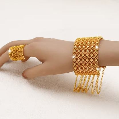 A Stylish And Trendy Tassel Bracelet And Ring Set from Dubai in The Middle East, Perfect for Parties And Versatile for Western Fashion