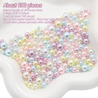 About 100 Imitation Pearl Beads, Vase Filler - for Weddings, Parties, Home Decor, Crafts, Thanksgiving, And Christmas Shiny Corner Decorations - Durable Plastic Filler for Aquariums, Vase Filling, Tabletop Scattering, And Festive Decorations