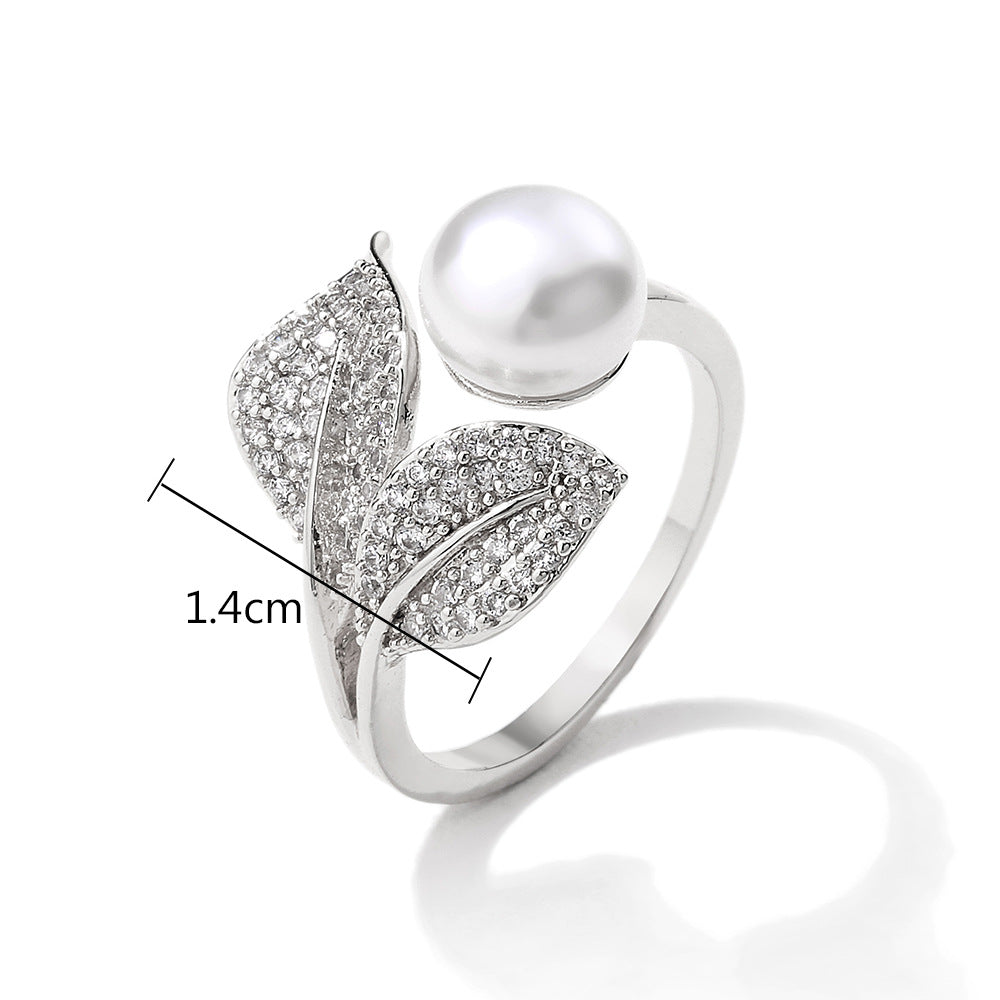 Exquisite Leaf Zircon Open Ring