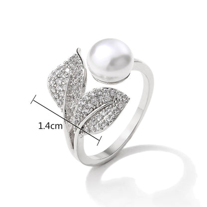 Exquisite Leaf Zircon Open Ring