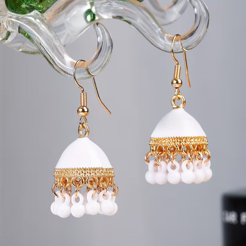 Exotic Style Colorful Alloy Birdcage Earrings with Bell for Women