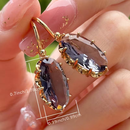Fashion Bridal Wedding Hanging Earrings Claw Setting Oval Blue Earrings Women's Jewelry Gifts