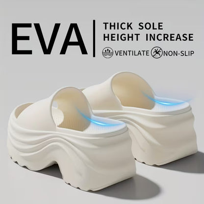 Women's Elegant Thick-Sole EVA Slippers - Open-Toe Mules with Cushioned Sole, - Indoor/Outdoor Suitable for Home, Garden, Beach - Soft Comfortable Casual Footwear (Hand Washable), Women Shoes