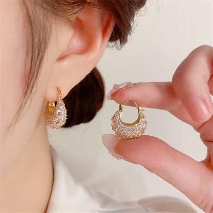 Elegant and luxurious 14K gold-plated earrings set with shiny Zirconia - perfect for daily and banquet occasions, making them an ideal gift for Women's Valentine's Day