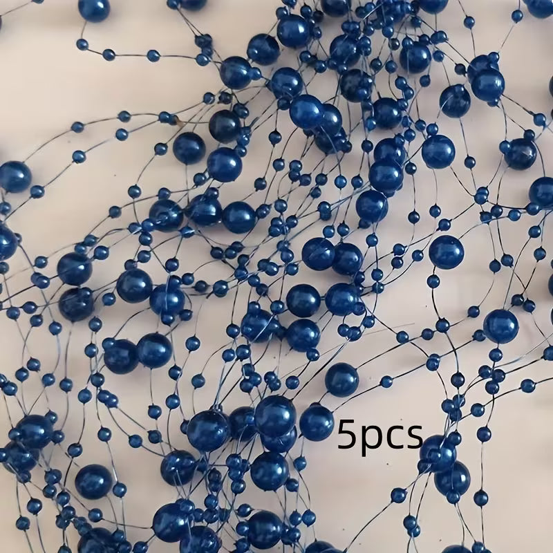 A Pack of 5, Floating Candle Vase Filler Pearl Strands, Wedding Table Decoration, Imitation Pearl Bead Chains