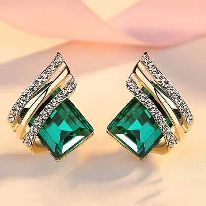 Hypoallergenic Geometric Stud Earrings Suitable for Weddings, Parties & Valentine's Gift - Elegant Luxury Hypoallergenic Alloy Earrings with Resin Inlay, Sensitive Skin, Year-Round Daily Wear & Special Occasions