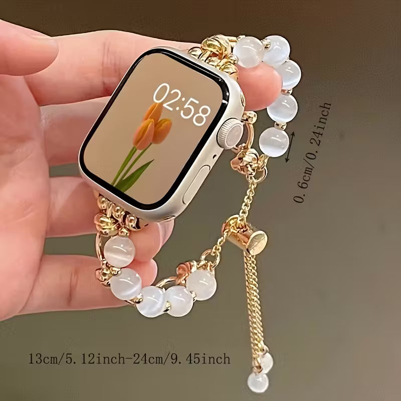 1pc Women's Silvery Cat's Eye Bracelet Strap Compatible with Apple Watch Strap Suitable for 38/40/41