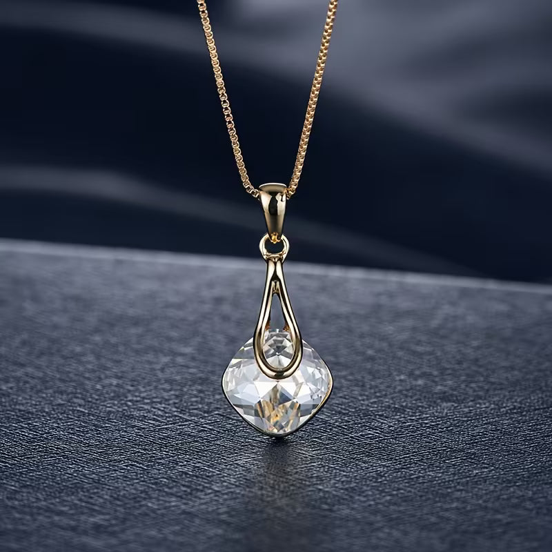 A Necklace And a Pair of Earrings, a Personalized Square Jewelry Gift Set for Mother'S Day, Featuring Alloy-Plated Glass Additions