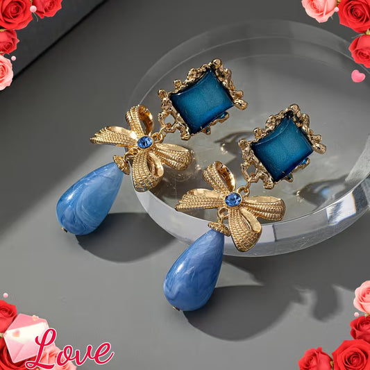 A Pair of Elegant Vintage Bow-shaped Resin Clip-on Earrings for Women, Suitable for Holidays, Birthdays, Dates, Balls, Banquets, Weddings, Parties, Vacations, Shopping, Business, and Daily Commute Accessories