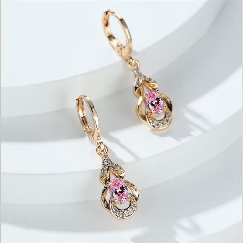 BAMOS Women's Elegant Bohemian Ethnic Statement Earrings - Large Teardrop Blue/Purple/Pink/Black/Green/Gray/White/Beige -like Luster, Dangle Hoops with Secure Hook Closure, Everyday & Valentine's Jewelry Gift for Parties, Year-Round Wear - Luxury