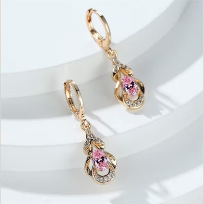 BAMOS Women's Elegant Bohemian Ethnic Statement Earrings - Large Teardrop Blue/Purple/Pink/Black/Green/Gray/White/Beige -like Luster, Dangle Hoops with Secure Hook Closure, Everyday & Valentine's Jewelry Gift for Parties, Year-Round Wear - Luxury