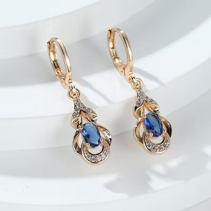 BAMOS Women's Elegant Bohemian Ethnic Statement Earrings - Large Teardrop Blue/Purple/Pink/Black/Green/Gray/White/Beige -like Luster, Dangle Hoops with Secure Hook Closure, Everyday & Valentine's Jewelry Gift for Parties, Year-Round Wear - Luxury