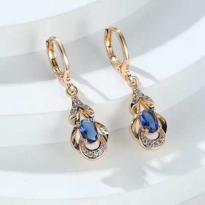BAMOS Women's Elegant Bohemian Ethnic Statement Earrings - Large Teardrop Blue/Purple/Pink/Black/Green/Gray/White/Beige -like Luster, Dangle Hoops with Secure Hook Closure, Everyday & Valentine's Jewelry Gift for Parties, Year-Round Wear - Luxury