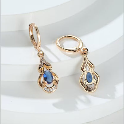 BAMOS Women's Elegant Bohemian Ethnic Statement Earrings - Large Teardrop Blue/Purple/Pink/Black/Green/Gray/White/Beige -like Luster, Dangle Hoops with Secure Hook Closure, Everyday & Valentine's Jewelry Gift for Parties, Year-Round Wear - Luxury