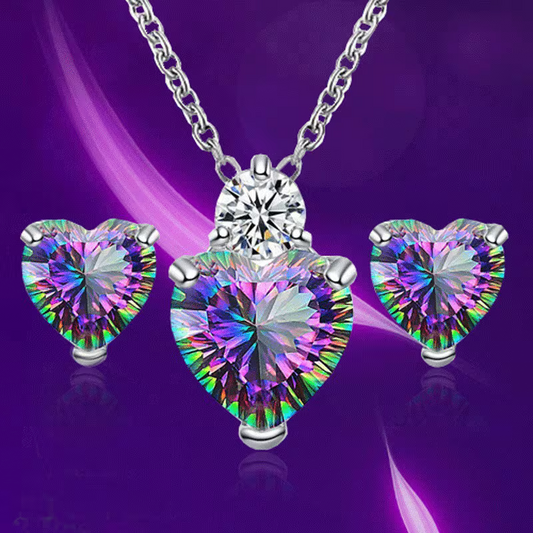 2pcs Exquisite Fashion Earrings and Necklace | Versatile Alloy Jewelry with Plated K and Mosaic, Silvery Color, For Teenager