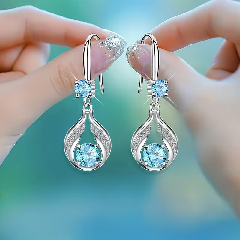 Hollow Droplet Shape Sparkling Inlaid Dangle Earrings Bohemian Elegant Style Jewelry Delicate Banquet Earrings, for Teenager