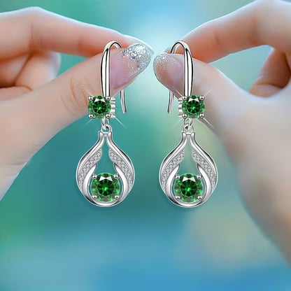 Hollow Droplet Shape Sparkling Inlaid Dangle Earrings Bohemian Elegant Style Jewelry Delicate Banquet Earrings, for Teenager