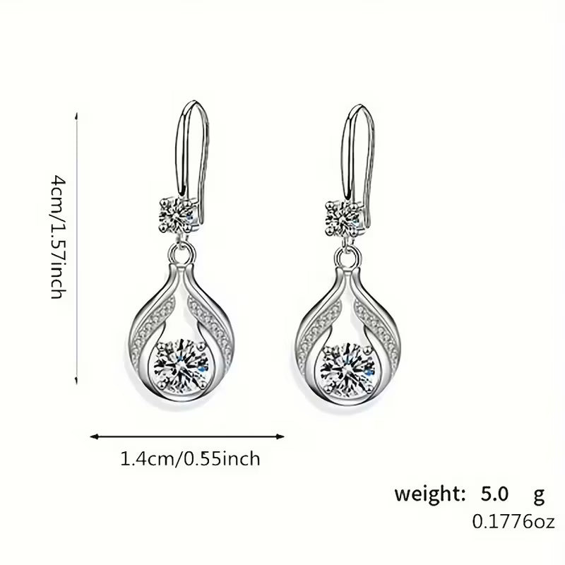 Hollow Droplet Shape Sparkling Inlaid Dangle Earrings Bohemian Elegant Style Jewelry Delicate Banquet Earrings, for Teenager