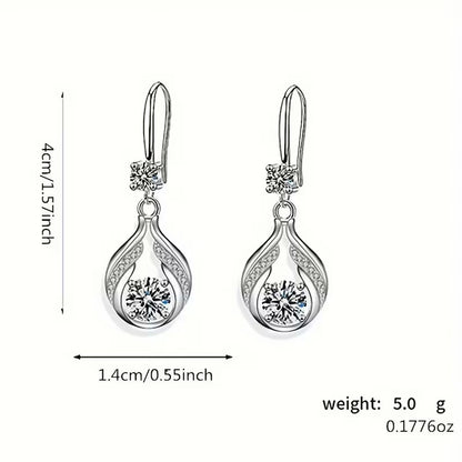 Hollow Droplet Shape Sparkling Inlaid Dangle Earrings Bohemian Elegant Style Jewelry Delicate Banquet Earrings, for Teenager